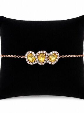 NEW - Sam Edelman 3 Golden Citrine Halo Stones  & Rose Gold Chain Bracelet